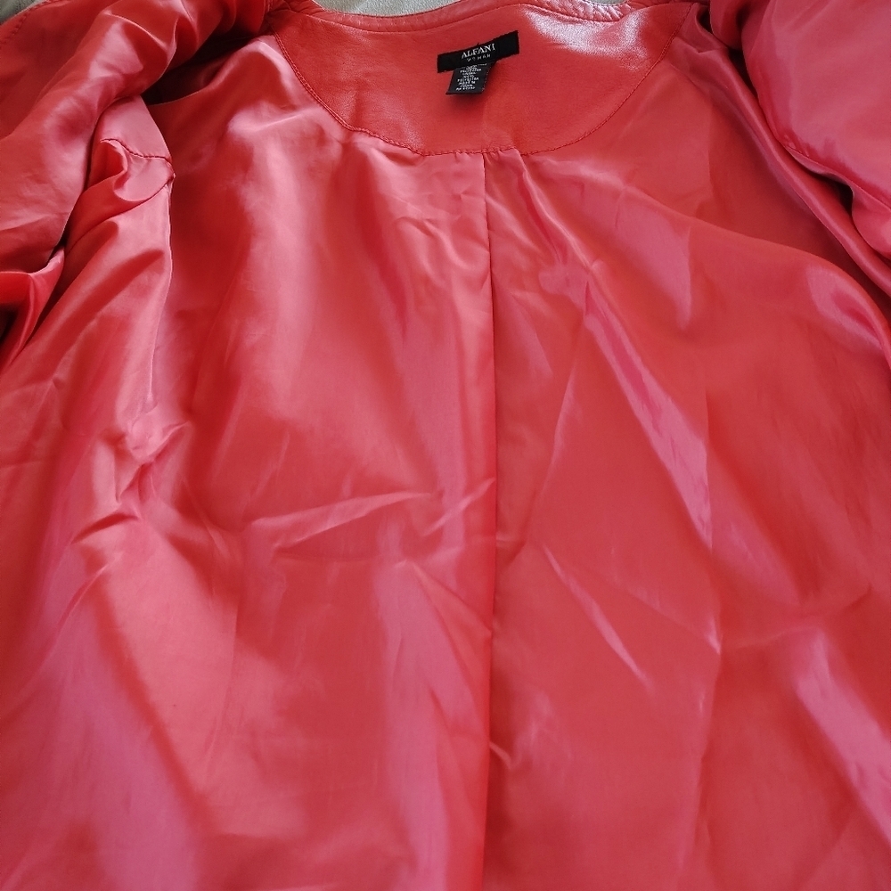 Alfani Woman Coral Moto Faux Leather Jacket 2X - Picture 11 of 12